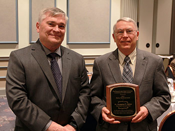 2015 Shirley Hendrick Award Recipient Dr. Hampton ’Nels’ Shirer with Penn State President Rodney Erickson