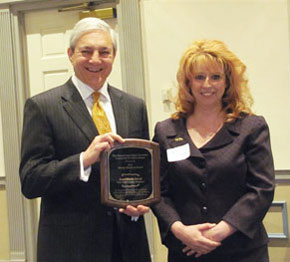 2011 Shirley Hendrick Award recipient JeanMarie Jacob and Penn State President Graham Spanier